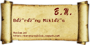 Bárány Miklós névjegykártya