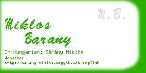 miklos barany business card