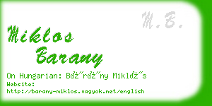miklos barany business card